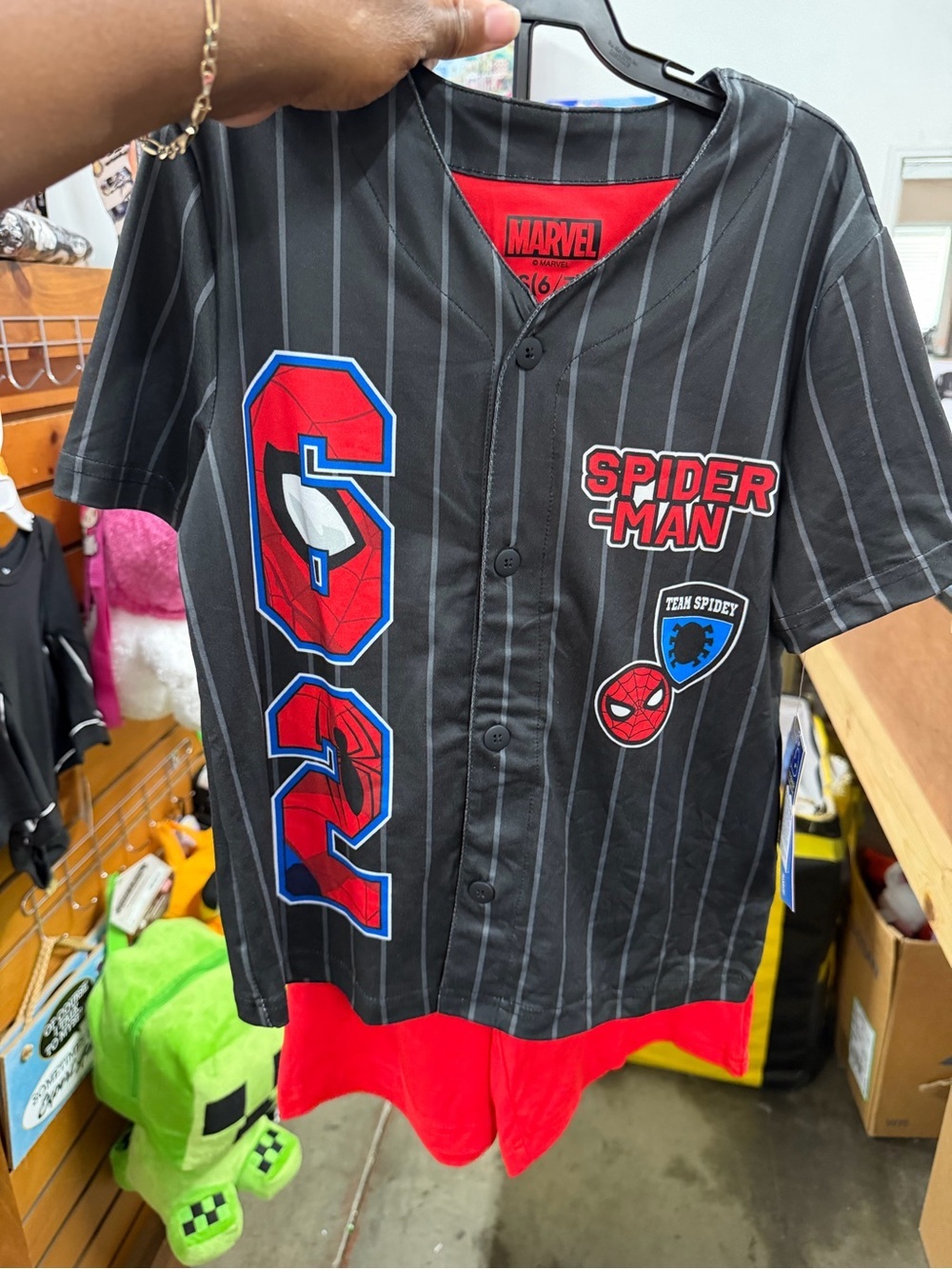 Marvel Spider-Man Pinstripe Button-Front pajama set (shorts)